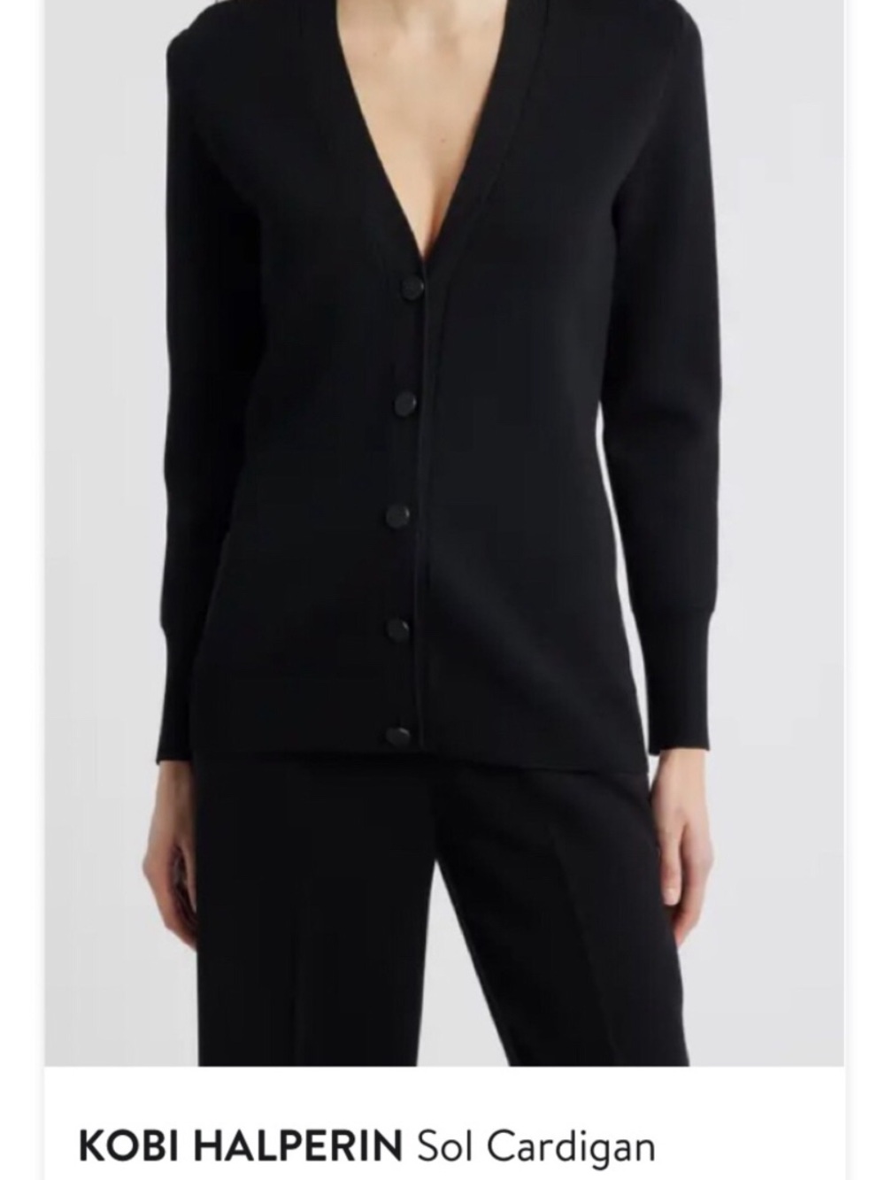 Kobi Halperin Black V‑Neck Button Cardigan